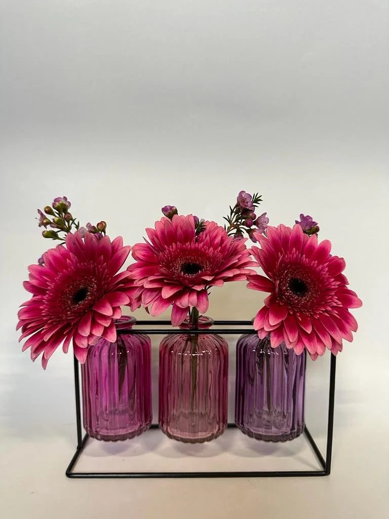 Pretty pink set of bottles including stand 